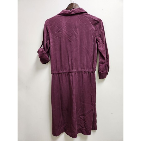 J Jill Womens 3/4 Sleeve Knee Length Dress Size XS Red Drawstring Waist Pockets - Picture 2 of 8